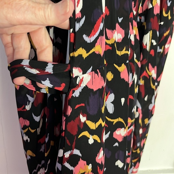 A.L.C. Silk wrap dress black and coral size 4 - Picture 8 of 11